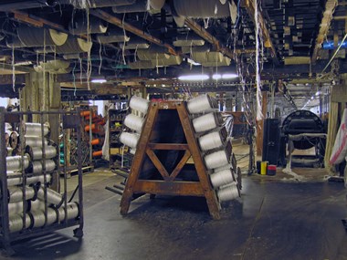 Bobbin banks at the end of the ropery laying floor at Chatham Dockyard