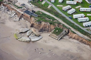 Godwin Artillery Battery, Spurn Point, East Yorkshire, 2009 The ruined remains of a coastal battery that housed 9 inch guns, built in 1915 on a narrow spit of land to defend the port of and the Humber Estuary against attacks by German warships. (NMR 20933/001)