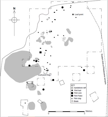 Distribution of lithics (grey tone showing limestone rafts)